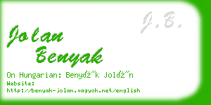 jolan benyak business card